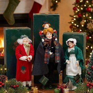 Rare Dept 56 1987 Christmas Carol Bendable Dolls Set Heritage Village Collection